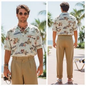 NWOT Windham Pointe M Vintage 90s Tropical Retro Eclectic Grandpa Hawaiian Polo